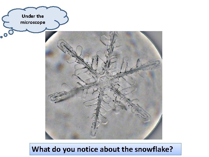 Under the microscope What do you notice about the snowflake? 