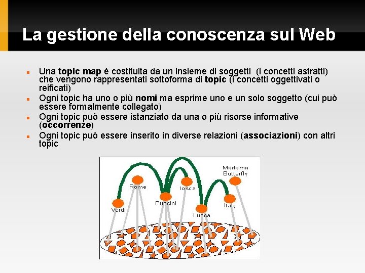 La gestione della conoscenza sul Web Una topic map è costituita da un insieme