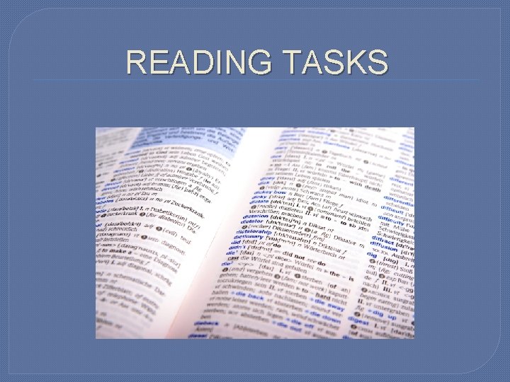 READING TASKS 