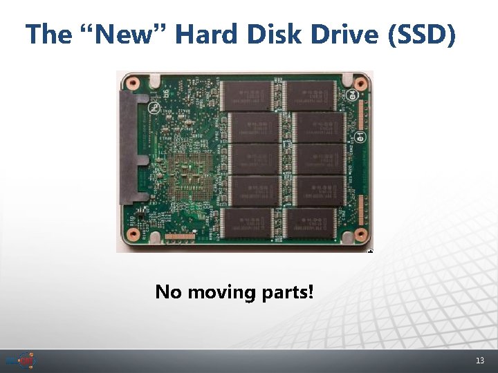 The “New” Hard Disk Drive (SSD) No moving parts! 13 