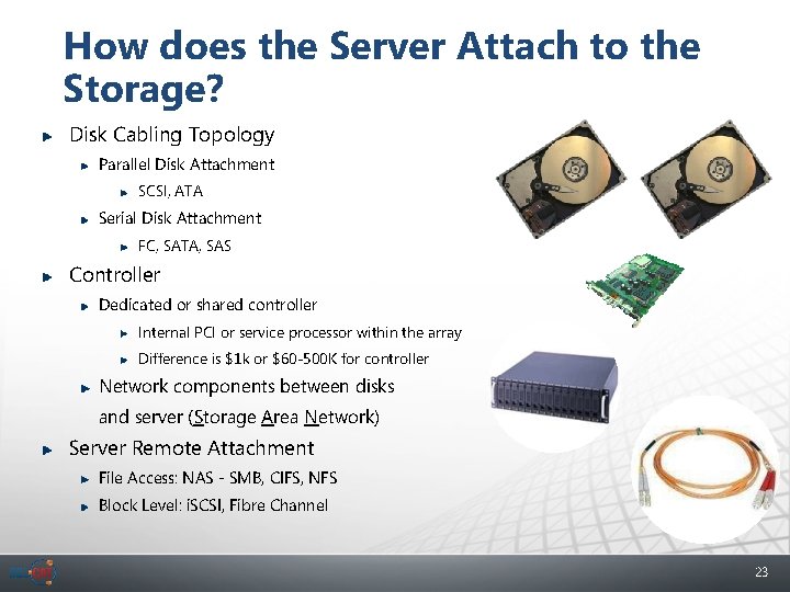 How does the Server Attach to the Storage? Disk Cabling Topology Parallel Disk Attachment