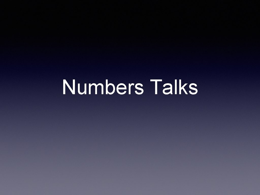 Numbers Talks 