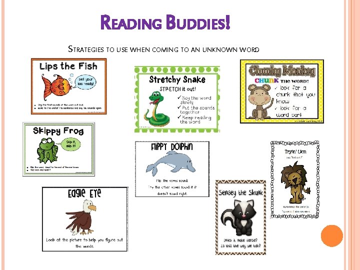 READING BUDDIES! STRATEGIES TO USE WHEN COMING TO AN UNKNOWN WORD: 