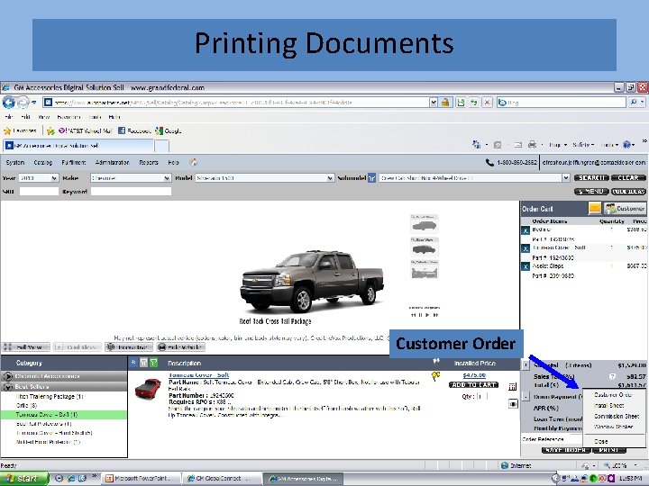 Printing Documents Customer Order 