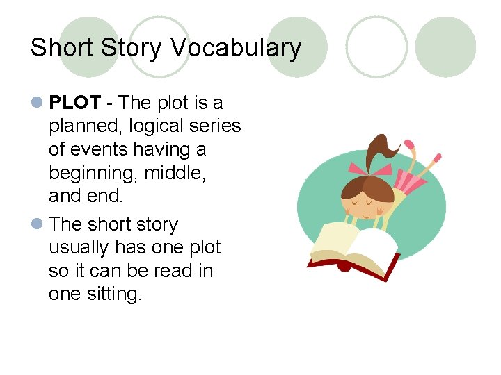 Short Story Vocabulary l PLOT - The plot is a planned, logical series of