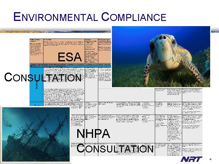 ENVIRONMENTAL COMPLIANCE ESA CONSULTATION NHPA CONSULTATION 4 