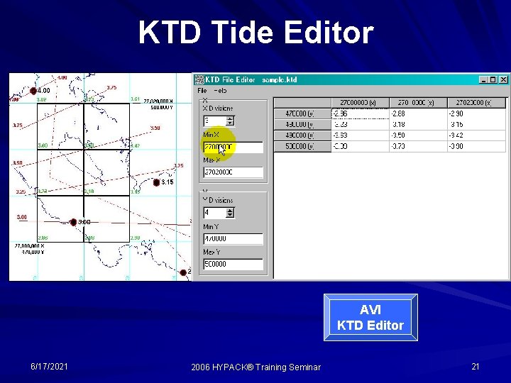 KTD Tide Editor AVI KTD Editor 6/17/2021 2006 HYPACK® Training Seminar 21 