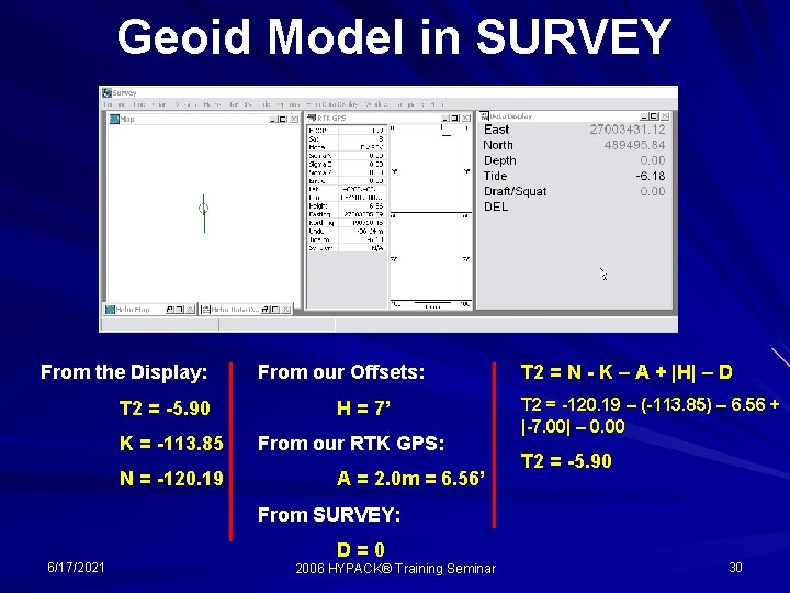 Geoid Model in SURVEY From the Display: T 2 = -5. 90 K =