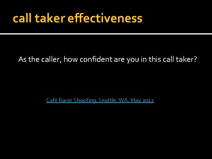 call taker effectiveness As the caller, how confident are you in this call taker?