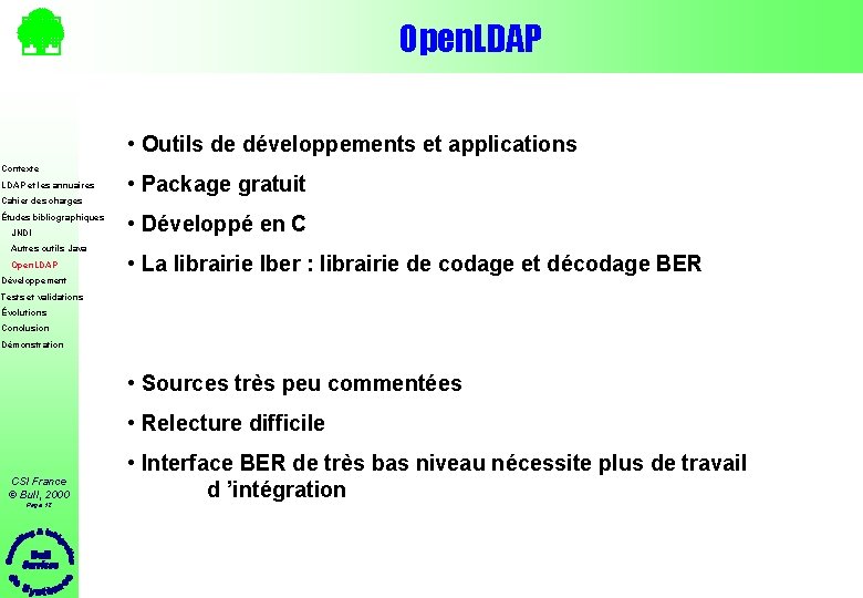 Open. LDAP • Outils de développements et applications Contexte LDAP et les annuaires Cahier