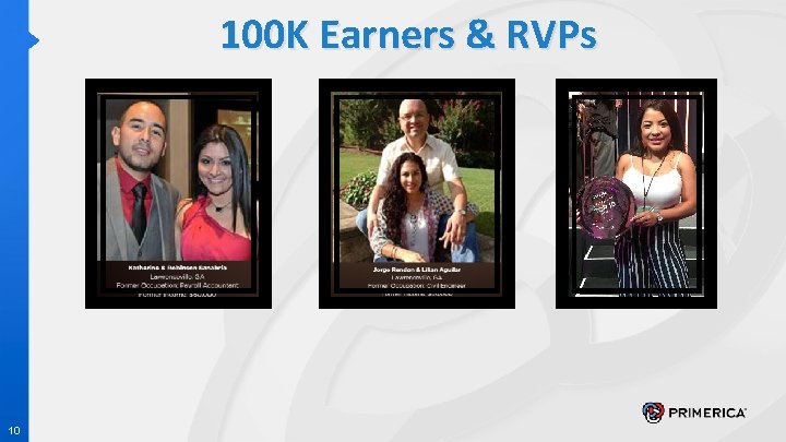 100 K Earners & RVPs 10 