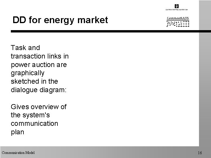 DD for energy market Task and transaction links in power auction are graphically sketched