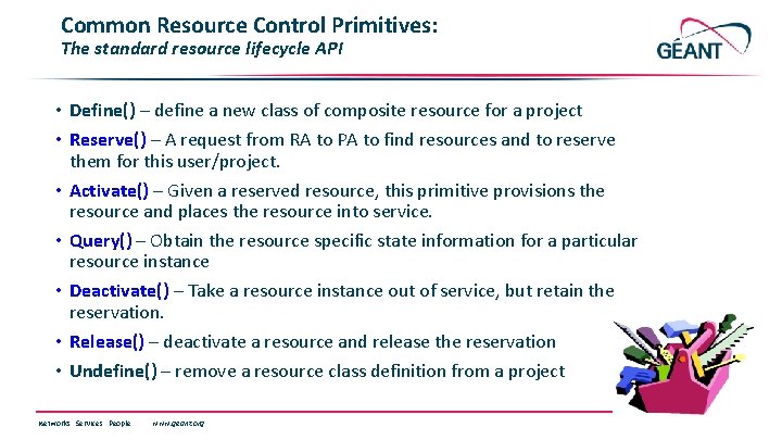 Common Resource Control Primitives: The standard resource lifecycle API • Define() – define a