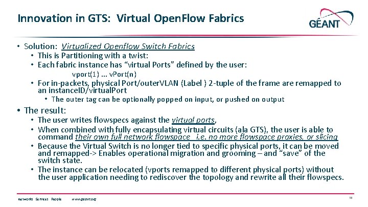 Innovation in GTS: Virtual Open. Flow Fabrics • Solution: Virtualized Openflow Switch Fabrics •