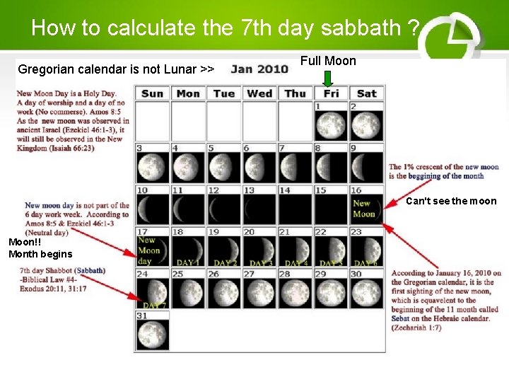 How to calculate the 7 th day sabbath ? Gregorian calendar is not Lunar