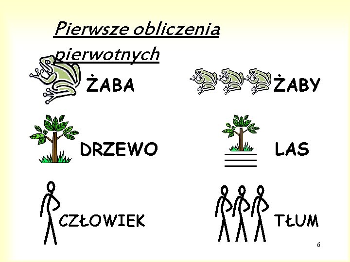 Pierwsze obliczenia pierwotnych ŻABA DRZEWO CZŁOWIEK ŻABY LAS TŁUM 6 