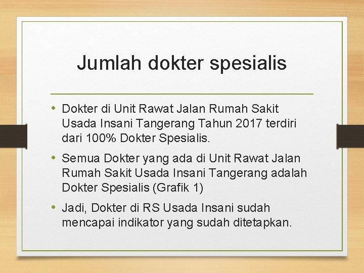 Jumlah dokter spesialis • Dokter di Unit Rawat Jalan Rumah Sakit Usada Insani Tangerang