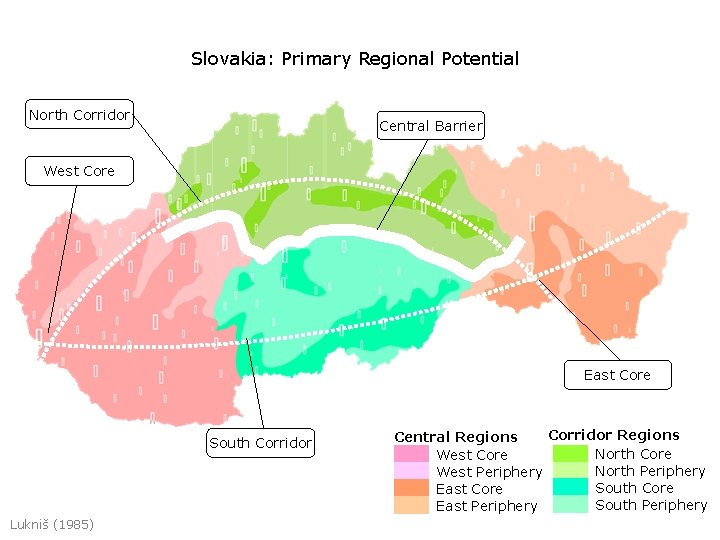 Slovakia: Primary Regional Potential North Corridor Central Barrier West Core East Core South Corridor