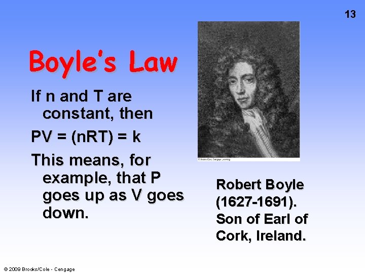 13 Boyle’s Law If n and T are constant, then PV = (n. RT)