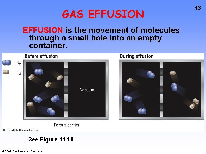 GAS EFFUSION is the movement of molecules through a small hole into an empty