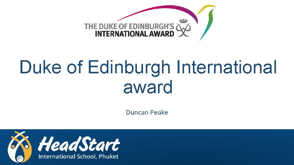 Duke of Edinburgh International award Duncan Peake 