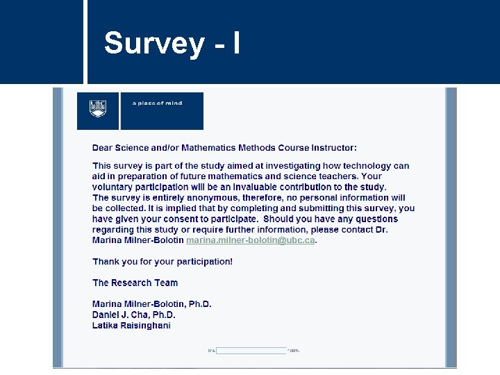 Survey - I Survey - I