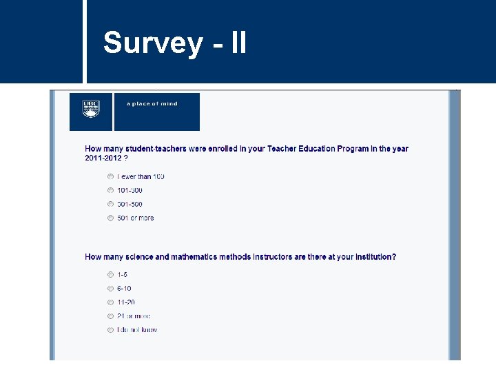 Survey - II Survey - II