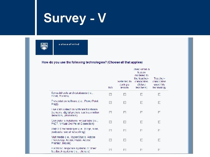 Survey - V Survey - V