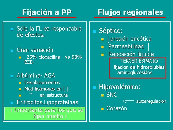 Fijación a PP n n Sólo la FL es responsable de efectos. n Séptico: