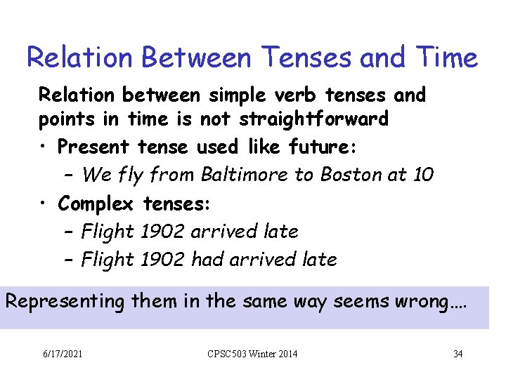 Relation Between Tenses and Time Relation between simple verb tenses and points in time