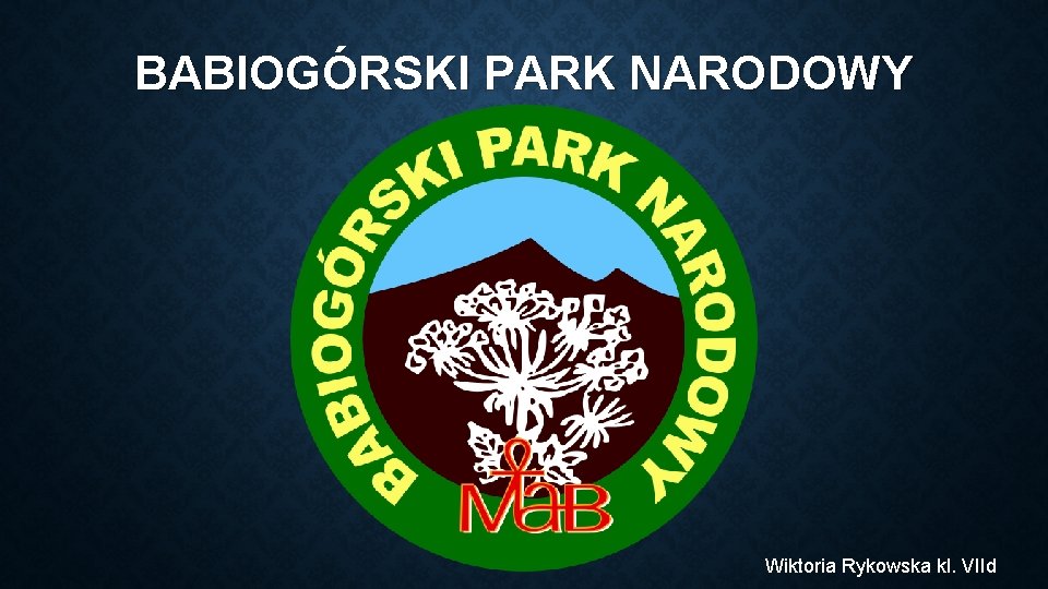 BABIOGÓRSKI PARK NARODOWY Wiktoria Rykowska kl. VIId 