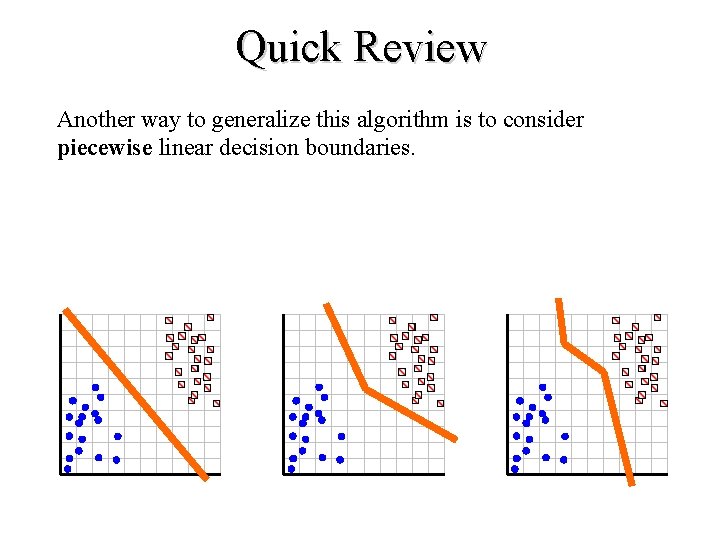 Quick Review Another way to generalize this algorithm is to consider piecewise linear decision