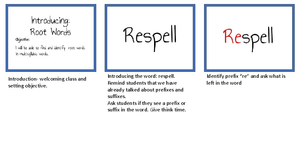 Storyboard for Root Word Introduction Video Anna Van