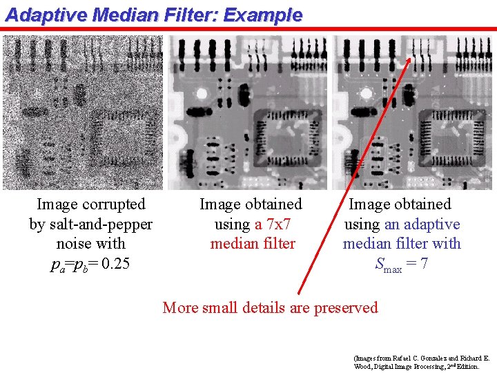 Adaptive Median Filter: Example Image corrupted by salt-and-pepper noise with pa=pb= 0. 25 Image