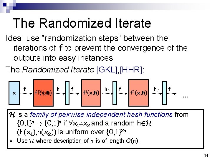 The Randomized Iterate Idea: use “randomization steps” between the iterations of f to prevent