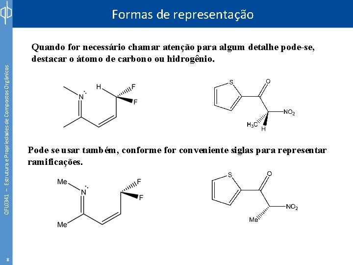 Formas de representação QFL 0341 – Estrutura e Propriedades de Compostos Orgânicos Quando for