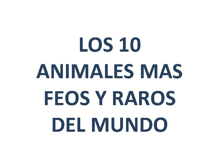 LOS 10 ANIMALES MAS FEOS Y RAROS DEL MUNDO 