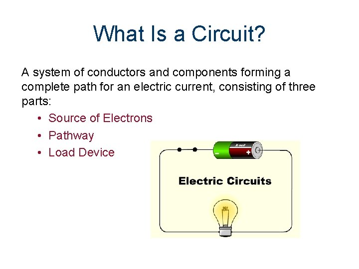 What Is a Circuit? A system of conductors and components forming a complete path