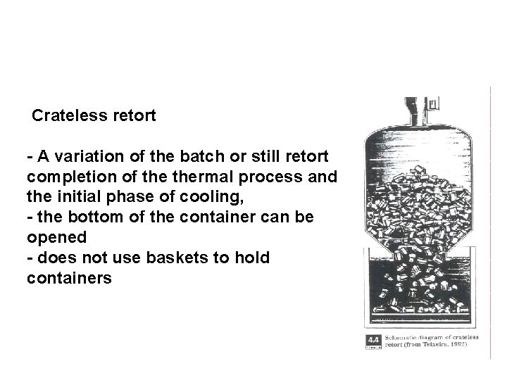 Crateless retort - A variation of the batch or still retort completion of thermal