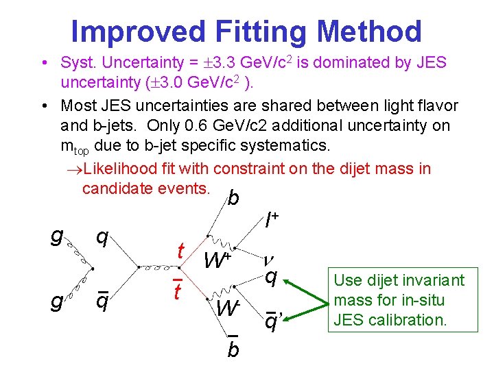 Improved Fitting Method • Syst. Uncertainty = 3. 3 Ge. V/c 2 is dominated