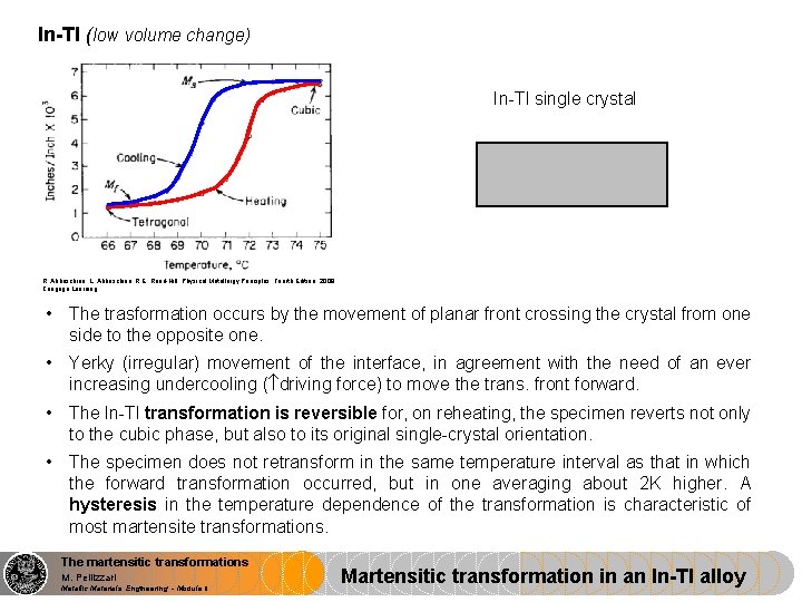 In-Tl (low volume change) In-Tl single crystal R. Abbaschian, L. Abbaschian, R. E. Reed-Hill: