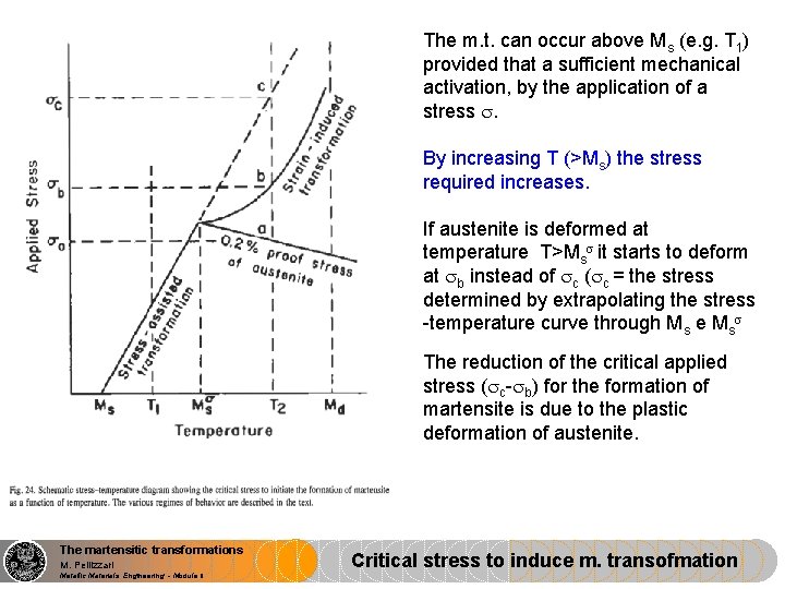 The m. t. can occur above Ms (e. g. T 1) provided that a