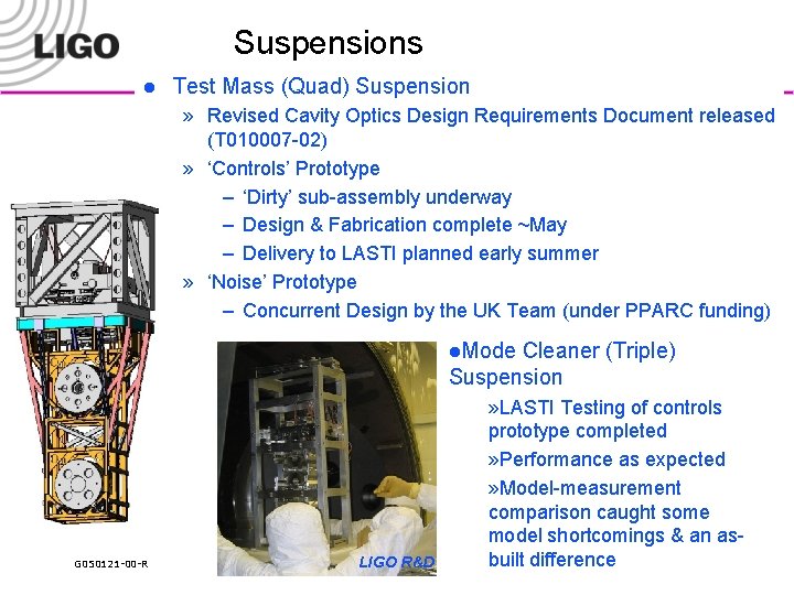 Suspensions l Test Mass (Quad) Suspension » Revised Cavity Optics Design Requirements Document released