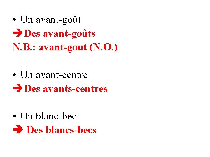  • Un avant-goût Des avant-goûts N. B. : avant-gout (N. O. ) •