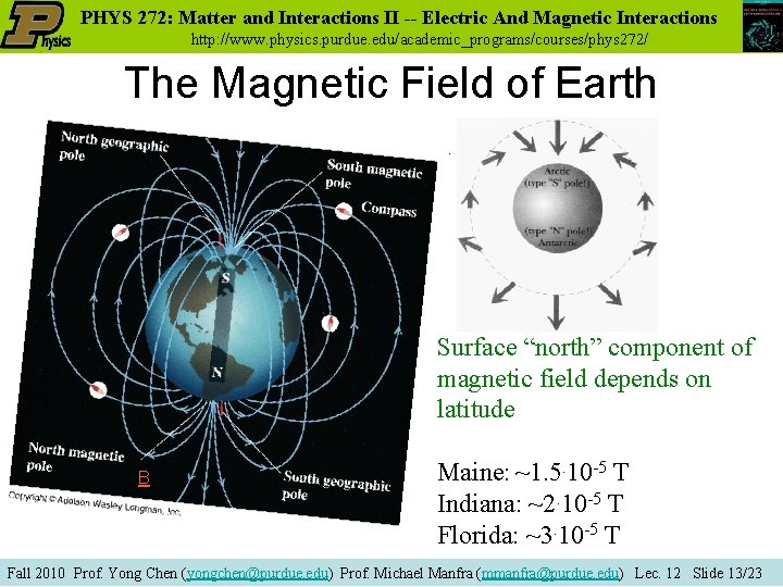 PHYS 272: Matter and Interactions II -- Electric And Magnetic Interactions http: //www. physics.