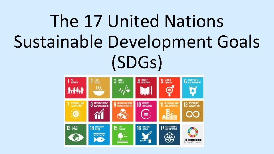 The 17 United Nations Sustainable Development Goals (SDGs) 