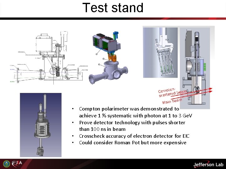 Test stand • Compton polarimeter was demonstrated to achieve 1 % systematic with photon