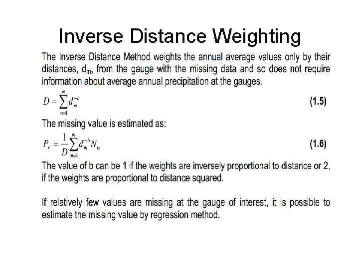 Inverse Distance Weighting 