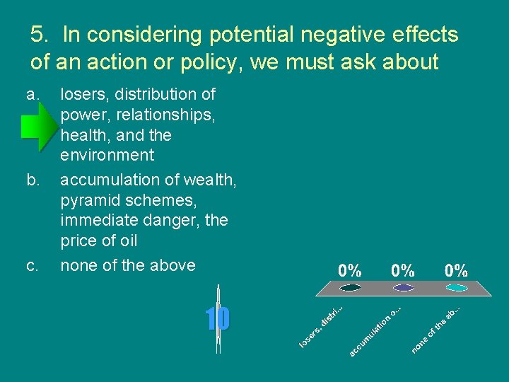 5. In considering potential negative effects of an action or policy, we must ask