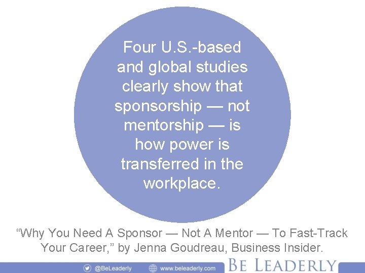 Four U. S. -based and global studies clearly show that sponsorship — not mentorship